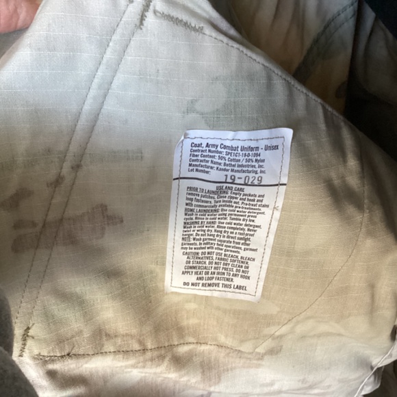 Army Combat Coat Unisex Camouflage Insect Repellent Fabric Size LG-Long - Picture 7 of 11